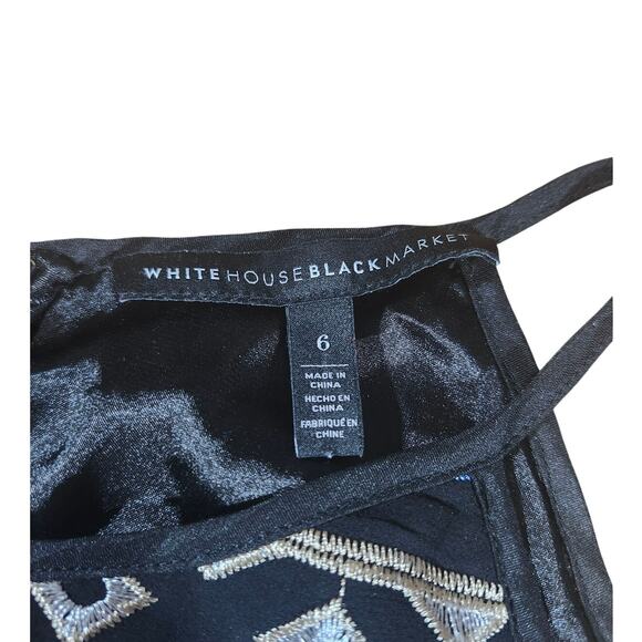 White House Black Market Knee Length Cocktail Dress Sz 6 Geometric Embroidered - Picture 5 of 10